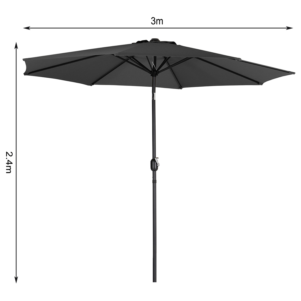 Living and Home Black Round Crank Tilt Parasol with Round Base 3m Image 8