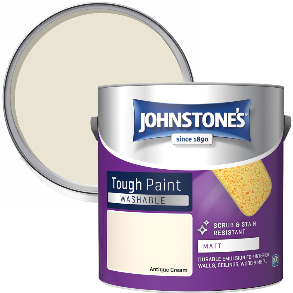 Johnstone's Washable Antique Cream Matt Emulsion Paint 2.5L Image 1