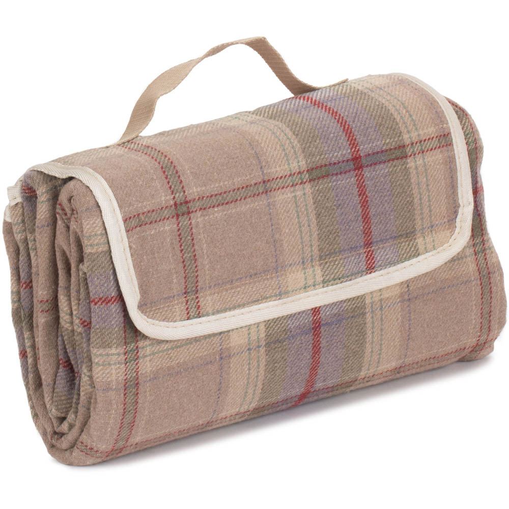 Red Hamper Lavender Polyester Fleece Tartan Picnic Rug Image 1