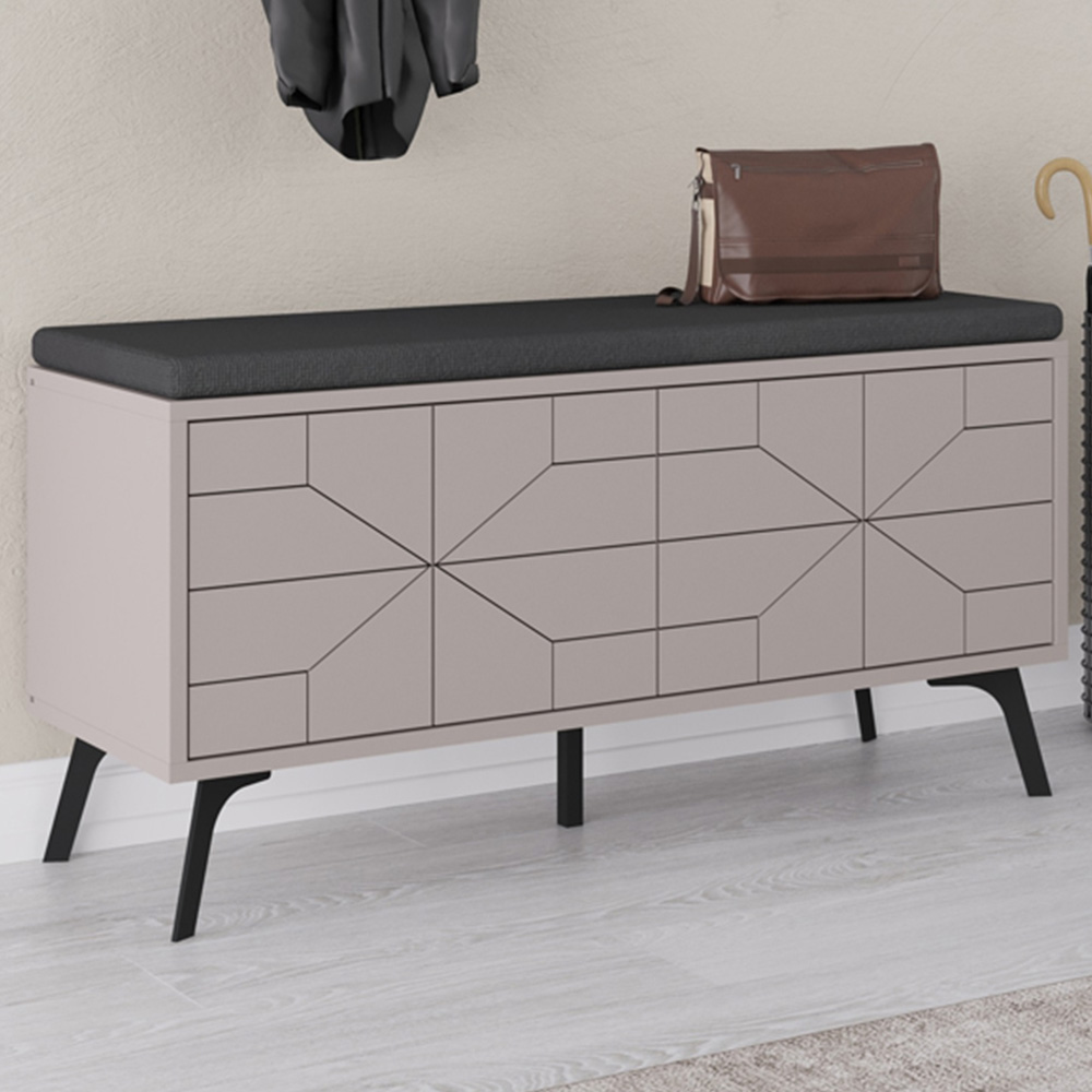 Decortie Dune 4 Door Mocha Grey Modern Shoe Storage Bench Image 1