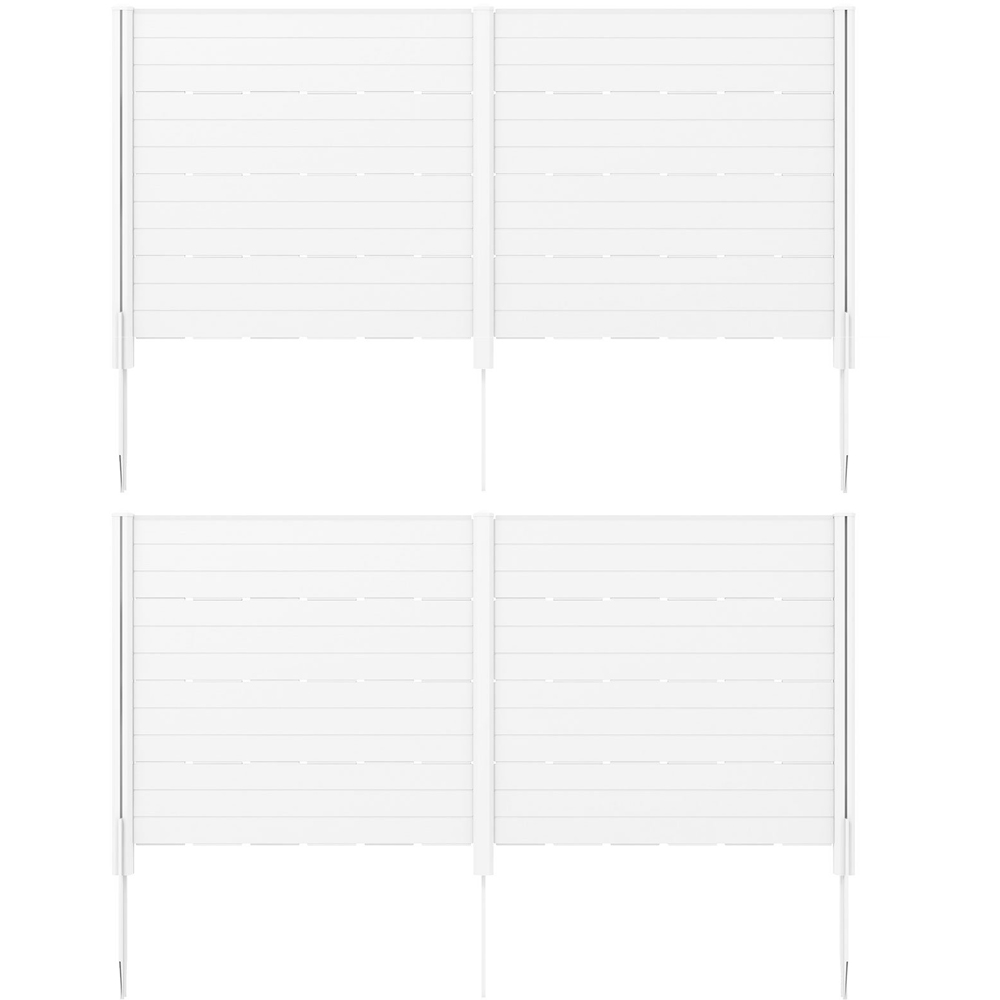 Costway White Outdoor Privacy Fence Screen with 5 Ground Stakes Image 3