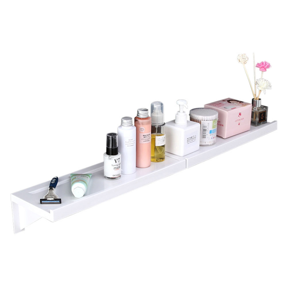 Living And Home WH0899 White ABS Wood Self-Adhesive Bathroom Floating Shelf Image 4