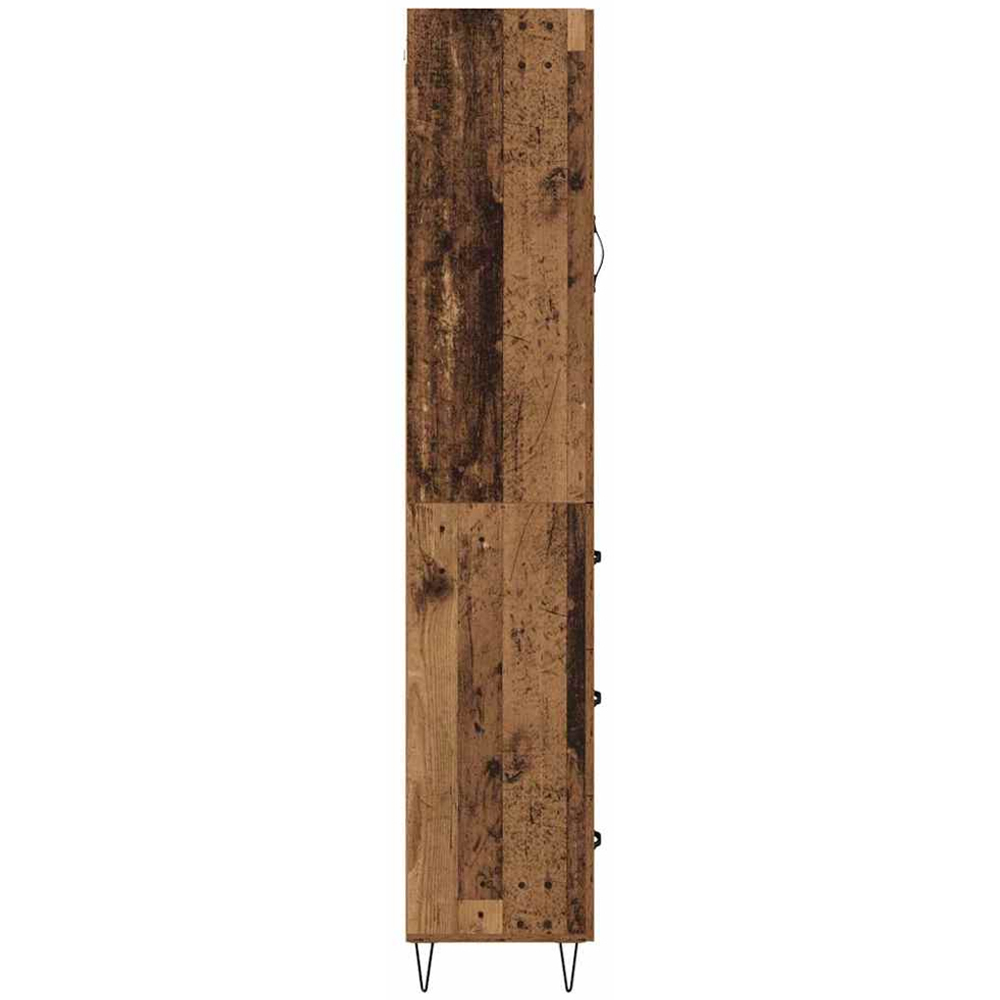 vidaXL Single Door 3 Drawer Old Wood Tall Slim Highboard Image 8