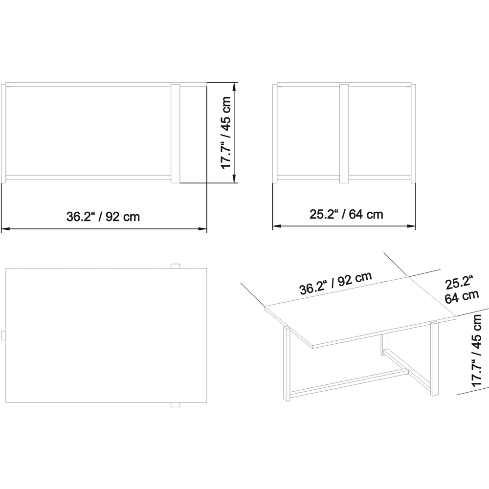 Decorotika Merideths White Marble Effect and Gold Metal Coffee Table Image 6