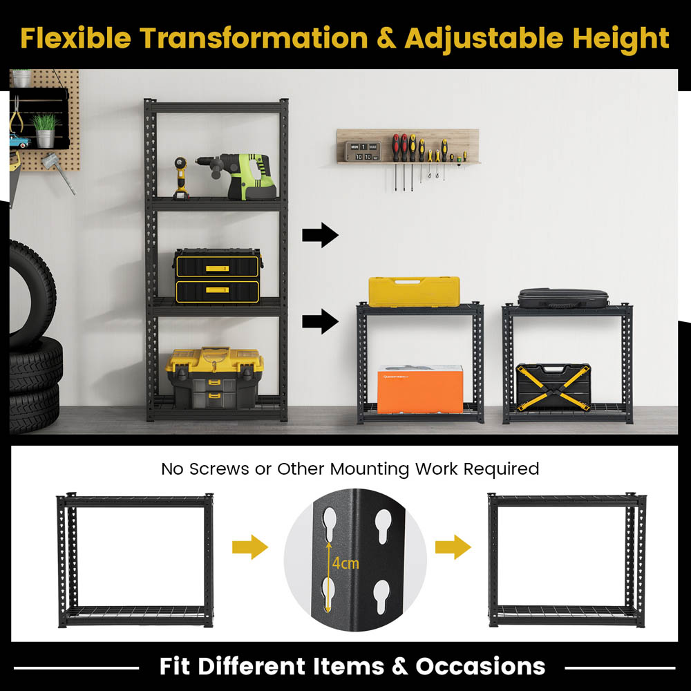 Costway 4 Shelf Black Garage Shelving Unit Image 4