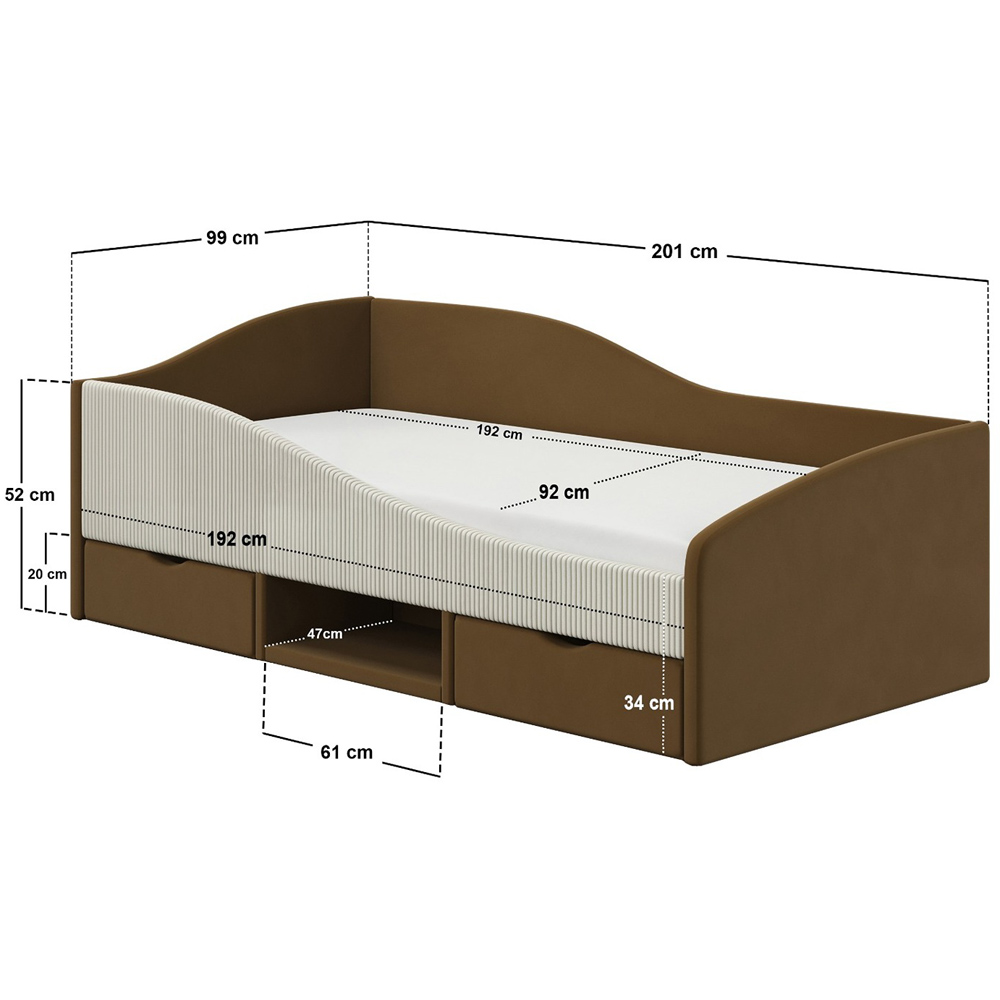 Flair Aubrey Brown Velvet Storage Low Sleeper Bed with Beige Cord Image 9