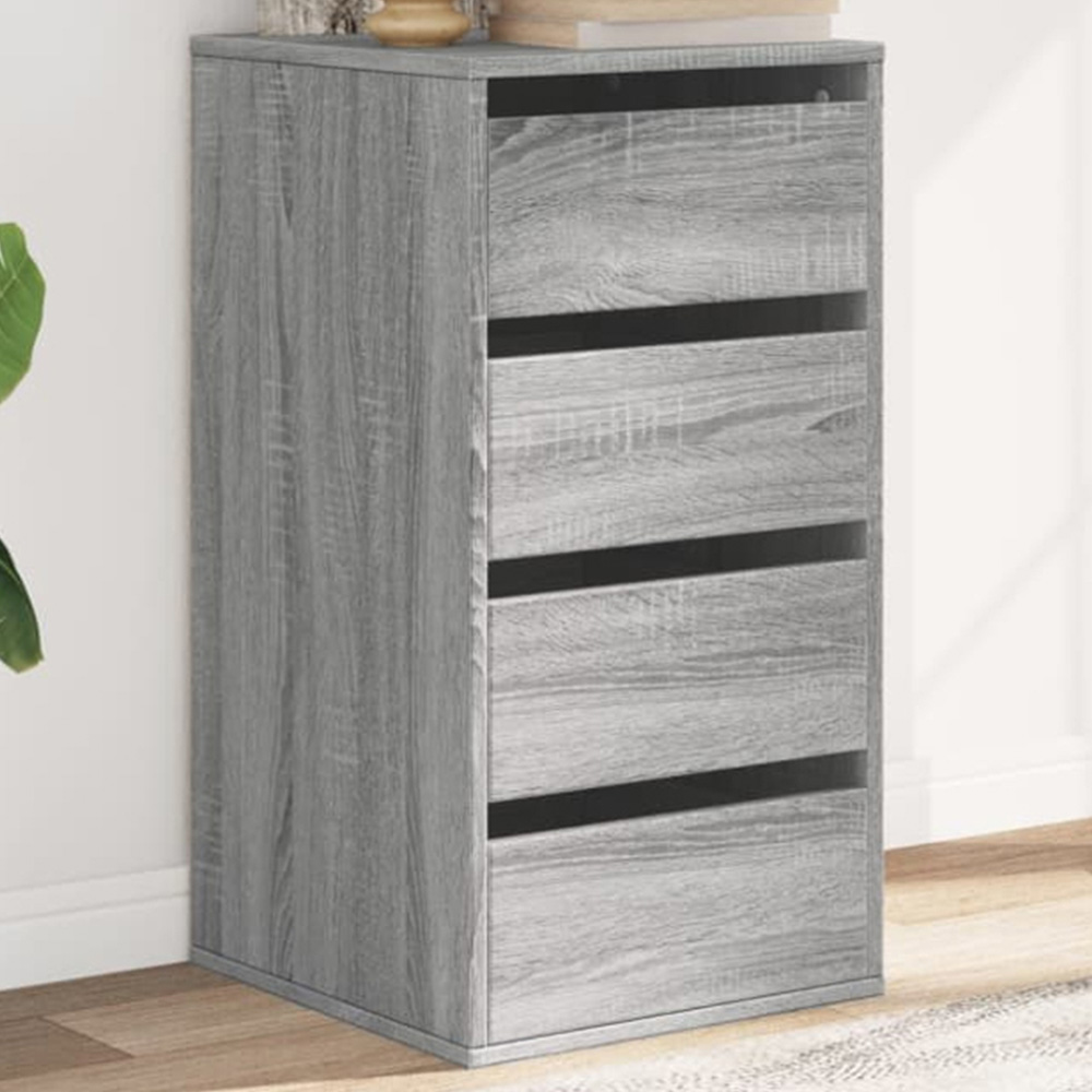 vidaXL 4 Drawer Grey Sonoma Oak Wooden Chest of Drawers Image 1