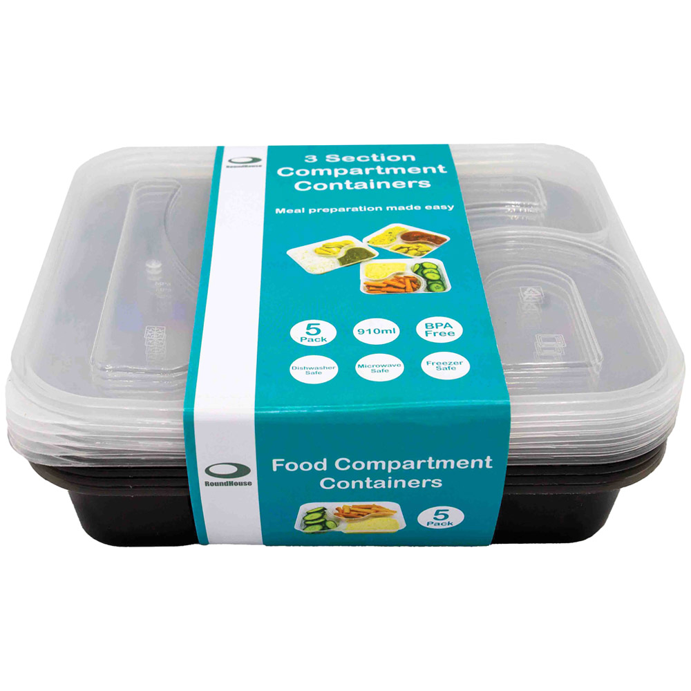 RoundHouse Compartment Food Containers 910ml 5 Pack Image 1