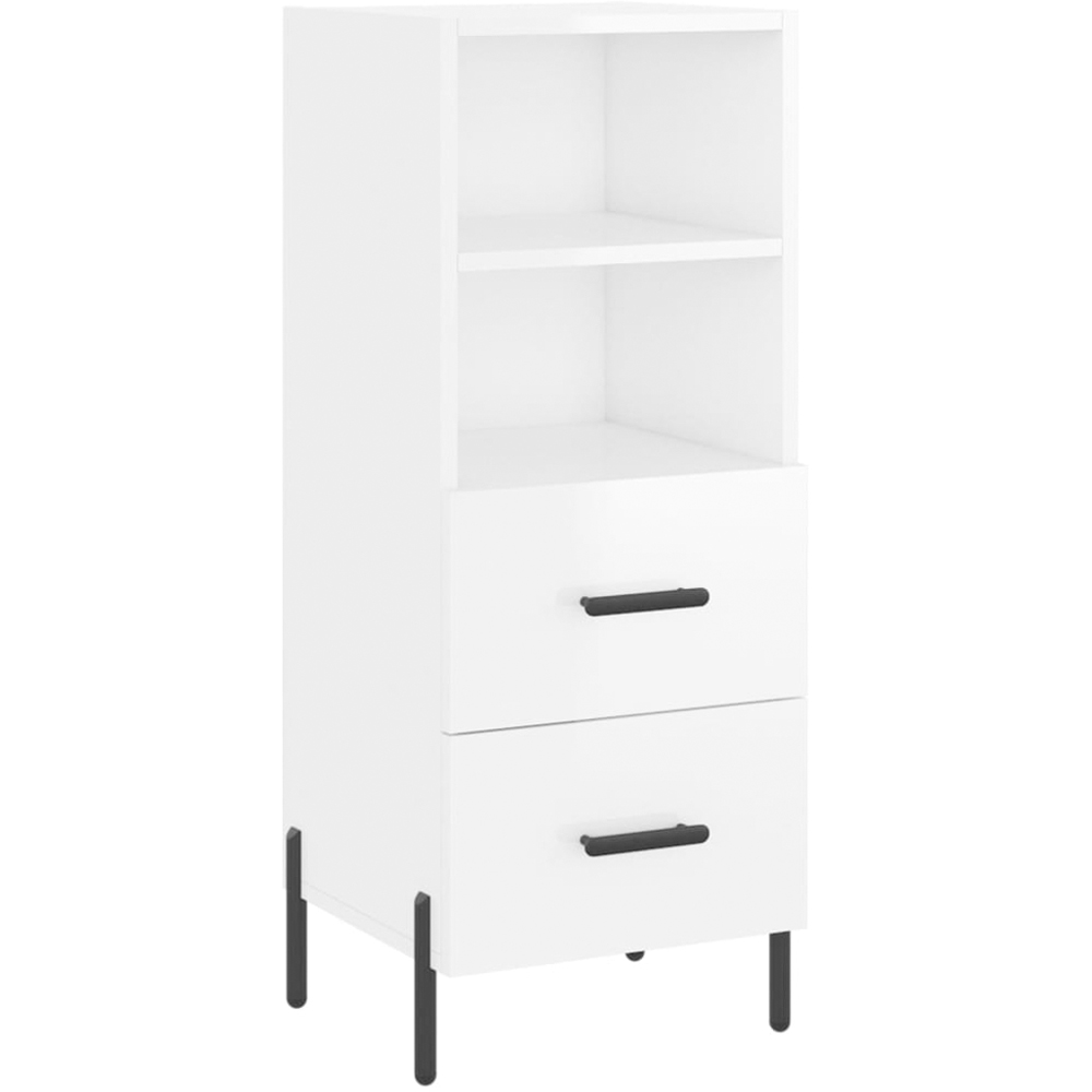 vidaXL 2 Drawer 2 Shelf High Gloss White Sideboard Image 2