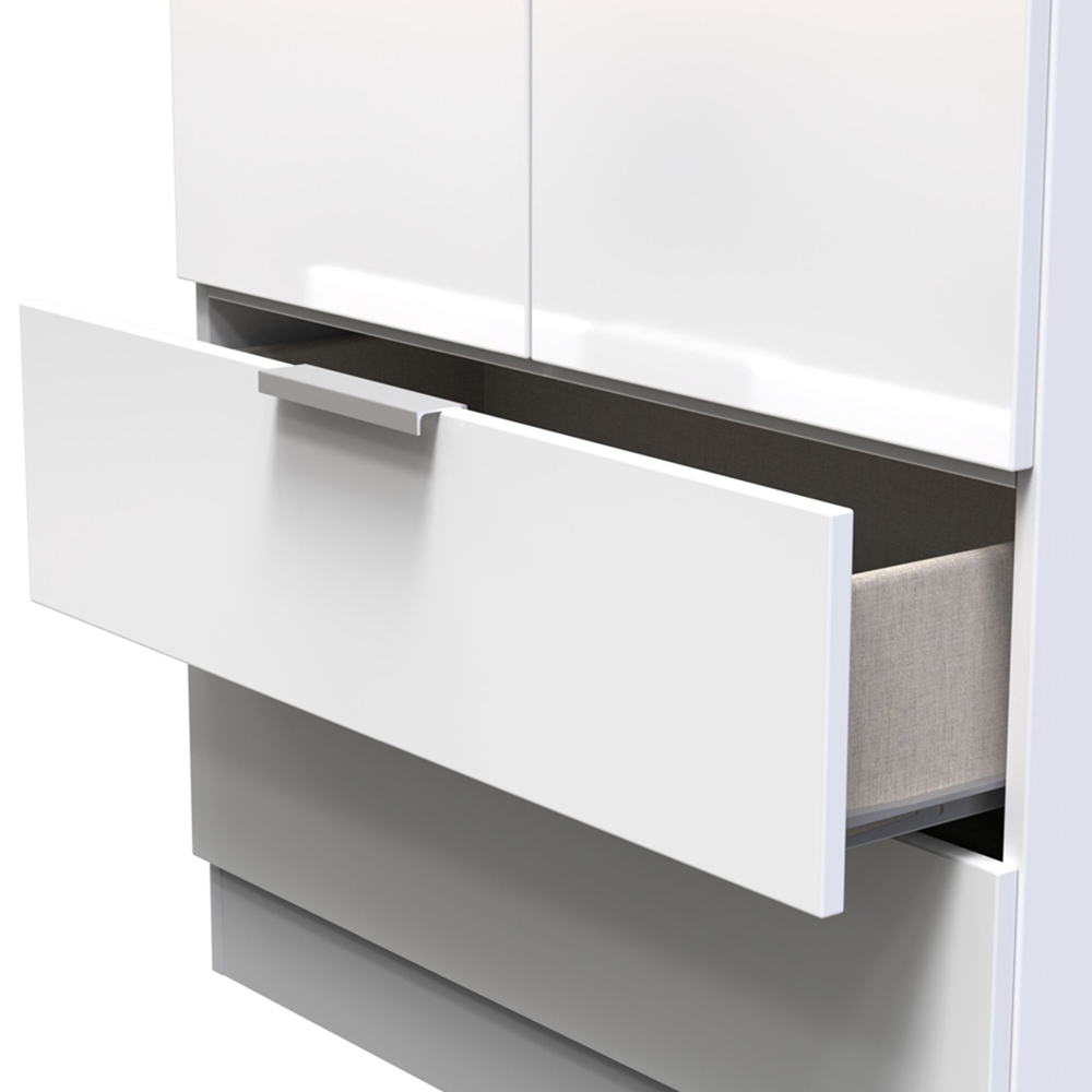 Crowndale Plymouth 2 Door 2 Drawer White Tall Wardrobe Ready Assembled Image 7