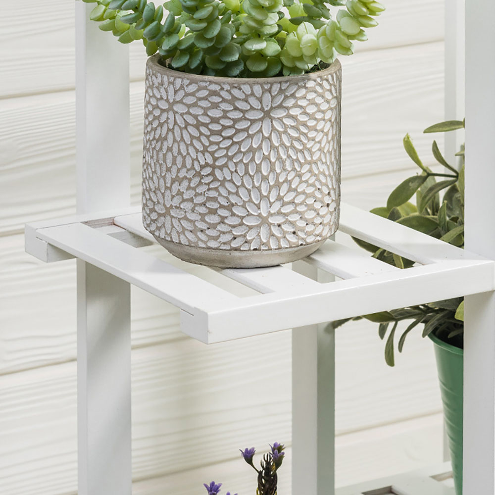 Living and Home Multi Tiered White Plant Stand Image 6