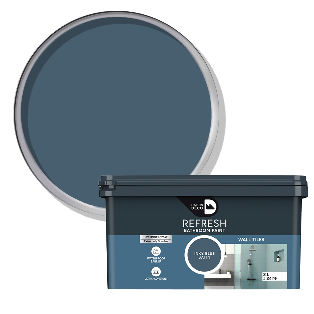 Maison Deco Refresh Bathroom Inky Blue Satin Paint 2L Image 1