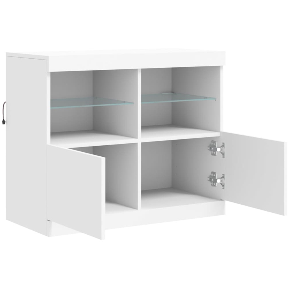 vidaXL 4 Door 4 Shelf White LED Sideboard Image 6
