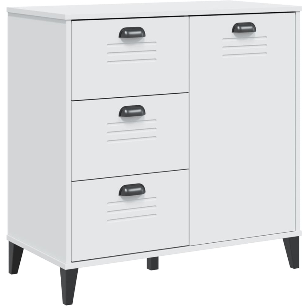 vidaXL Viken Single Door 3 Drawer White Industrial Style Sideboard Image 2