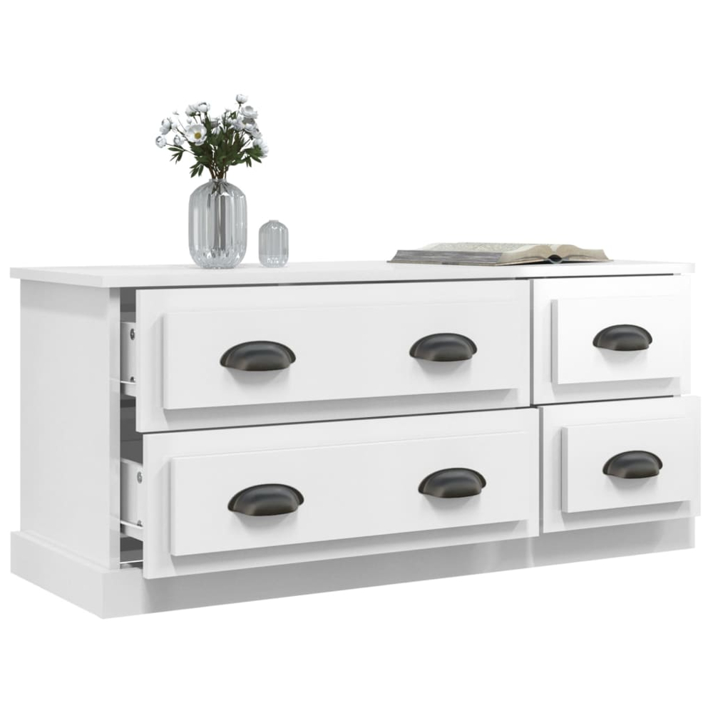 vidaXL 4 Drawer High Gloss White TV Cabinet Image 3