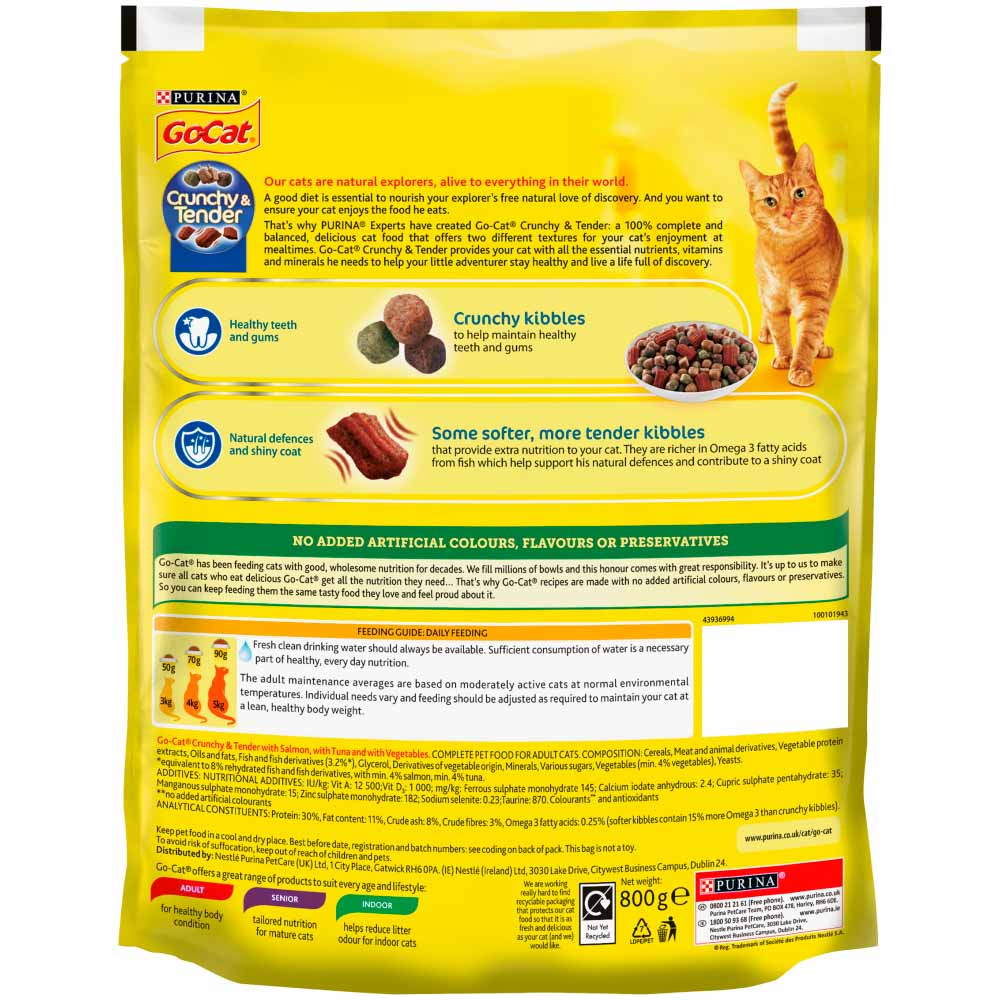 Go-Cat Crunchy and Tender Dry Cat Food Salmon 800g Image 3