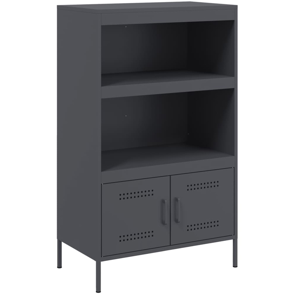vidaXL 2 Door 2 Shelf Anthracite Metal Highboard Image 2