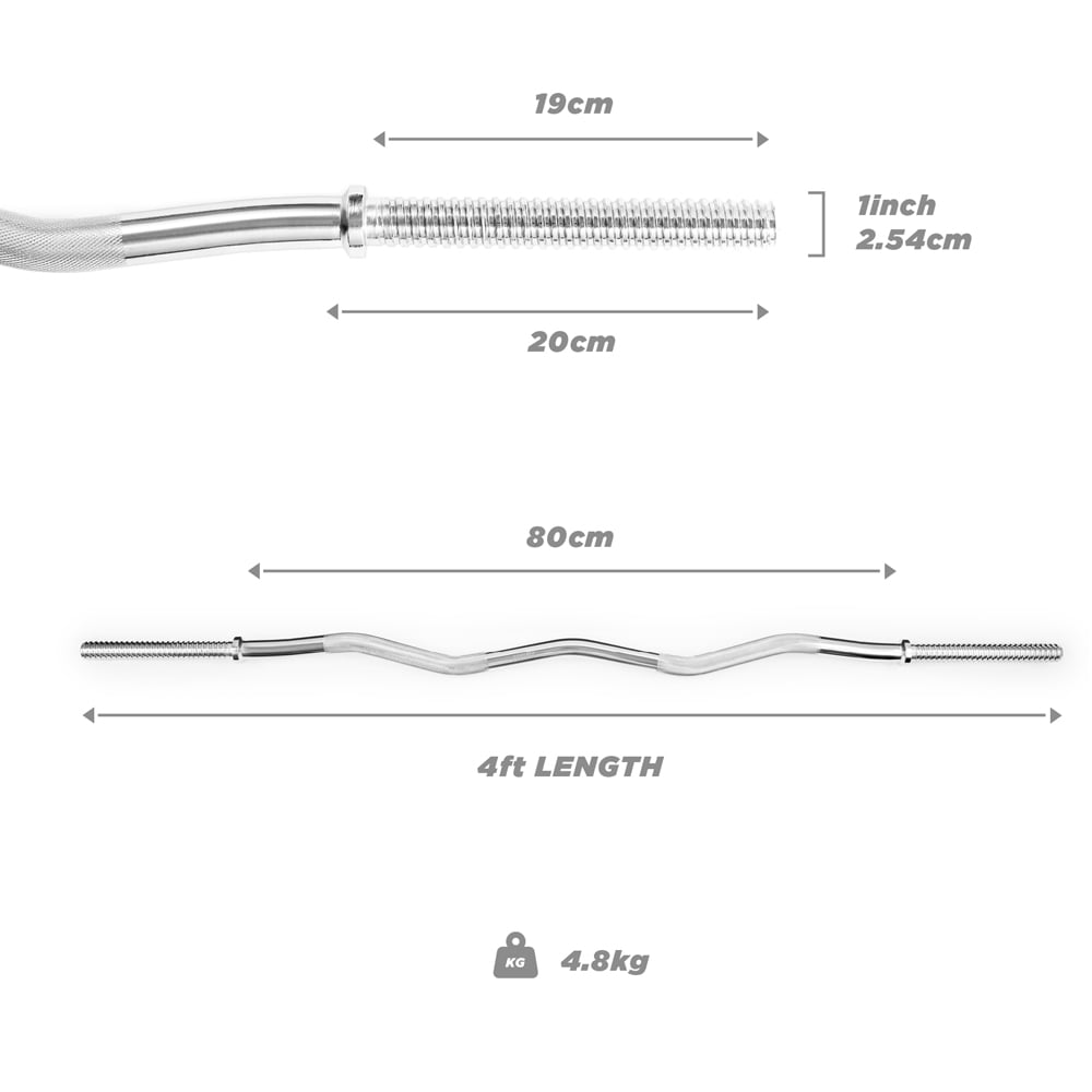 Phoenix Curved Standard 1 inch Barbell Bar 4ft Image 3