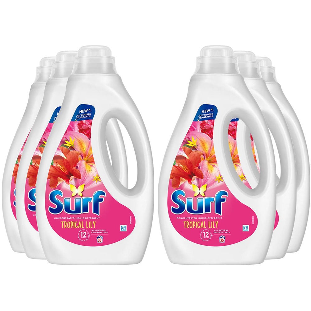 Surf Tropical Lily Laundry Washing Liquid Detergent 35 Washes 945ml 6 Pack Image 1