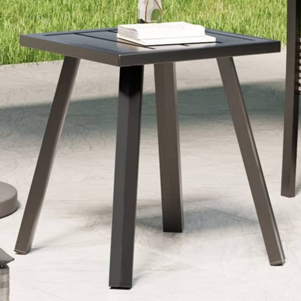 Walplus Anthracite Steel Slatted Garden Side Table Image 1