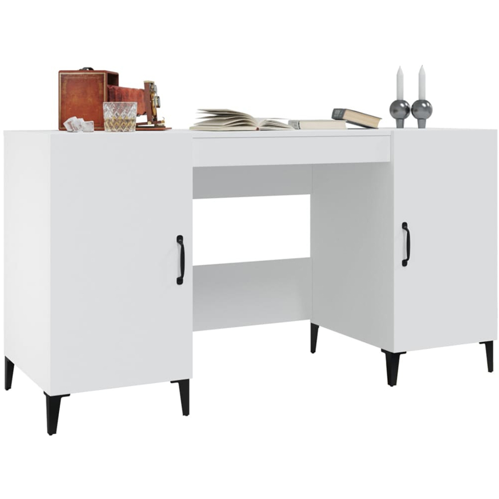 vidaXL 2 Door Computer Desk White Image 3
