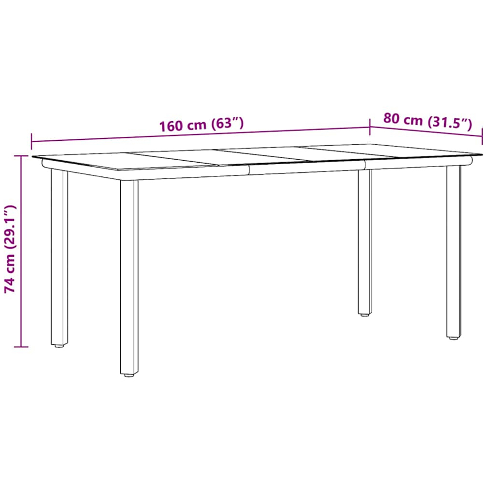 vidaXL 6 Seater Black Steel and Tempered Glass Dining Table Image 10
