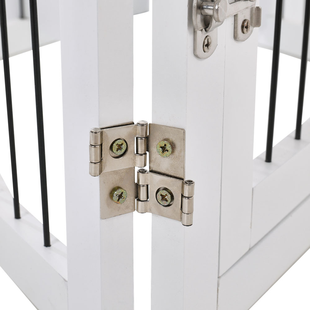 H&O Direct 6 Panel White Easy Setup Wooden Folding Pet Playpen Image 3