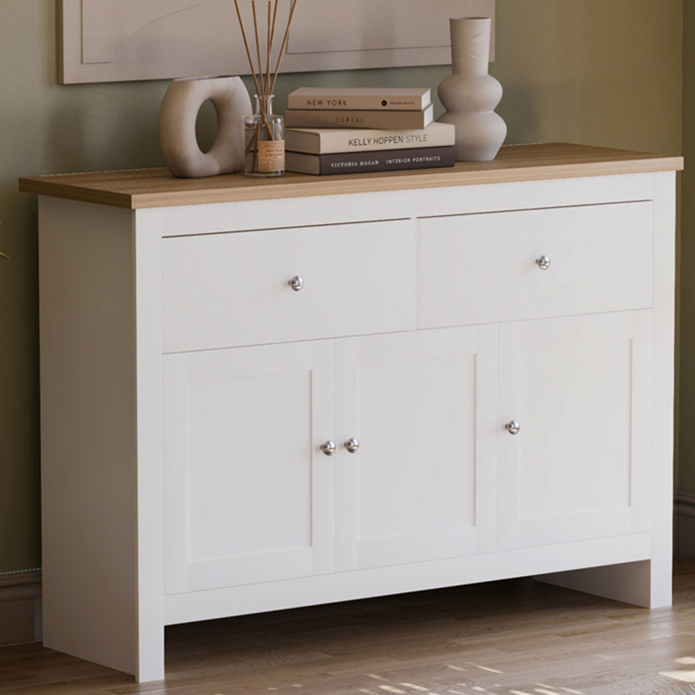 Vida Designs Arlington 3 Door 2 Drawer White Sideboard Image 1
