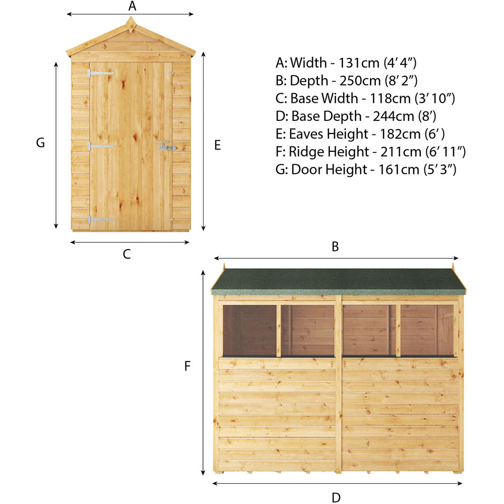 Mercia Woodsman 8 x 4ft Shiplap Glass Apex Shed Image 8