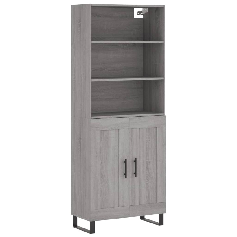 vidaXL 2 Door 3 Shelf Grey Sonoma Highboard Image 2