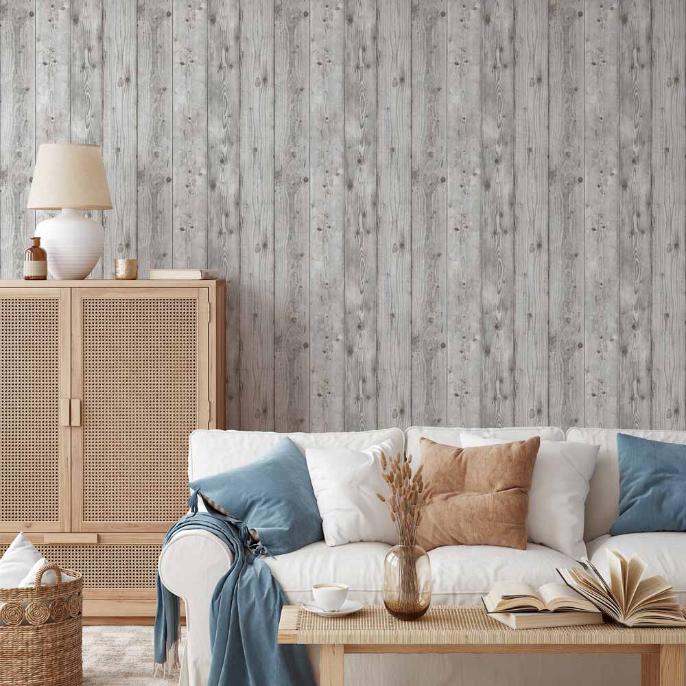 Muriva Timber Planks Grey Wallpaper Image 4