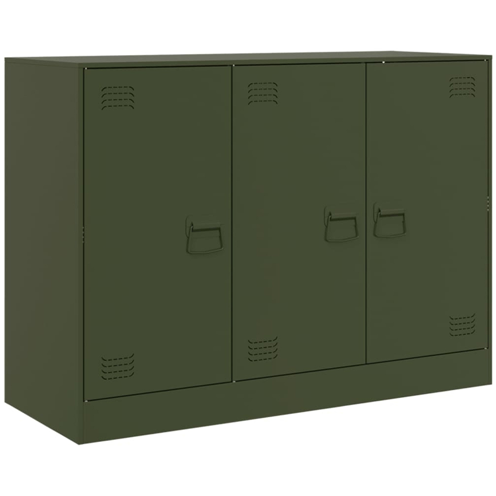 vidaXL 3 Door Olive Green Metal Sideboard Image 2