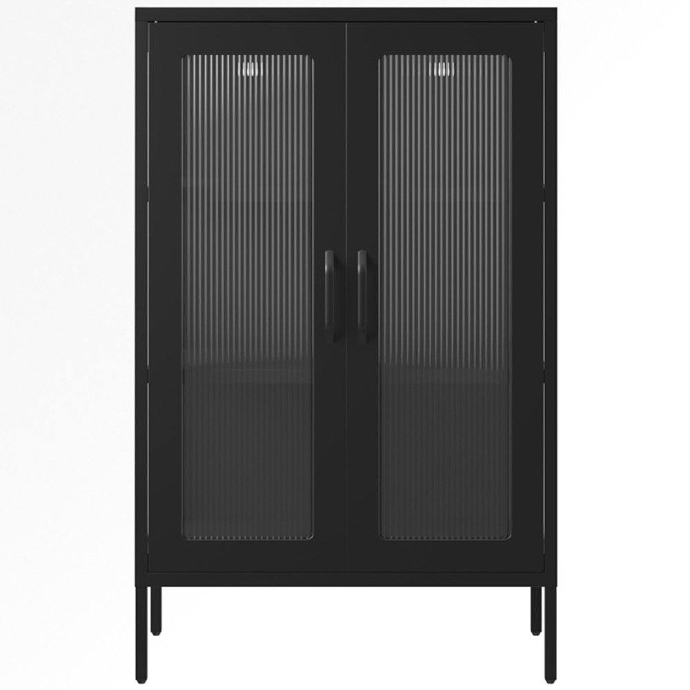 LPD Home Marsh 2 Door Black Glass Display Cabinet Image 2