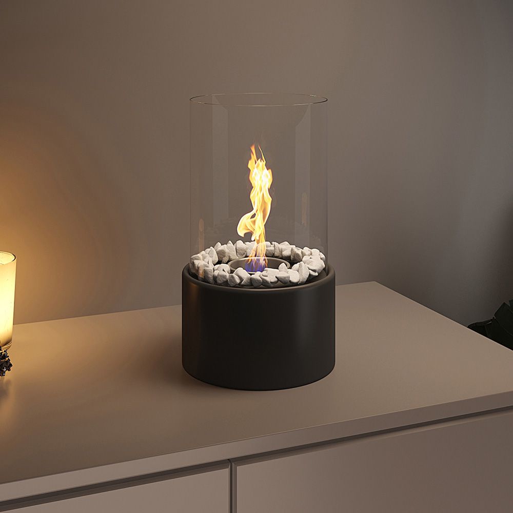 Living and Home Tabletop Ventless Ethanol Fireplace with Glass Screen Image 8