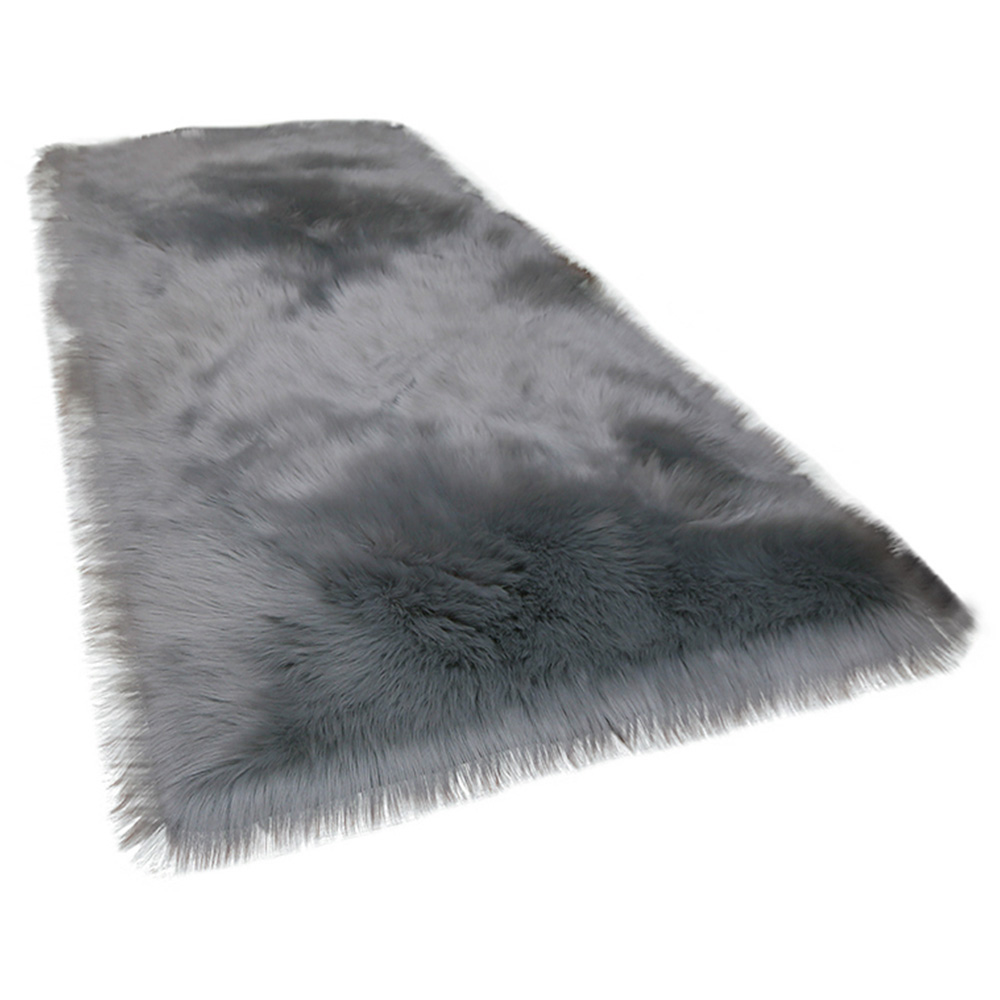 Living and Home Grey Rectangle Soft Shaggy Rug 100 x 180cm Image 1