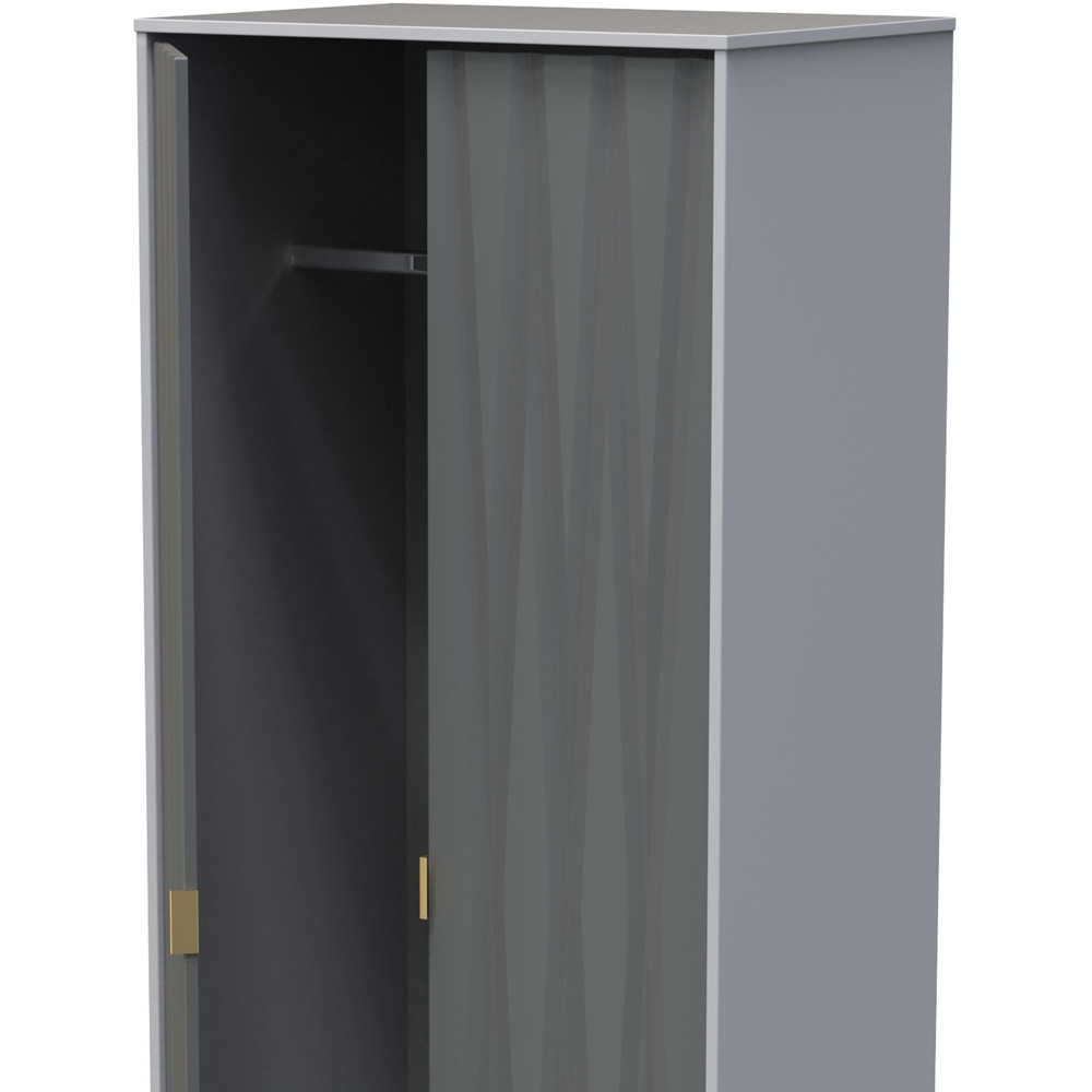 Crowndale Diamond Ready Assembled 2 Door Matt Shadow and Grey Tall Double Wardrobe Image 6