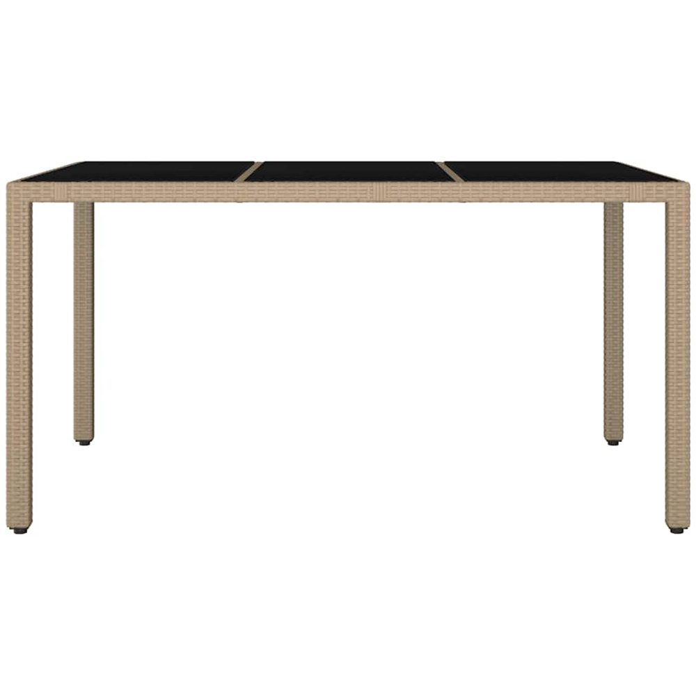 vidaXL 4 Seater Beige Polyrattan Tempered Glass Tabletop Garden Table Image 3