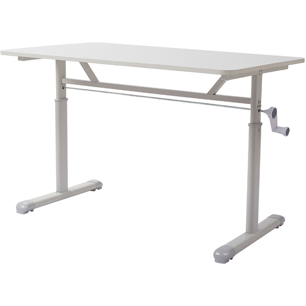 Living and Home Height Adjustable White Office Desk Image 2