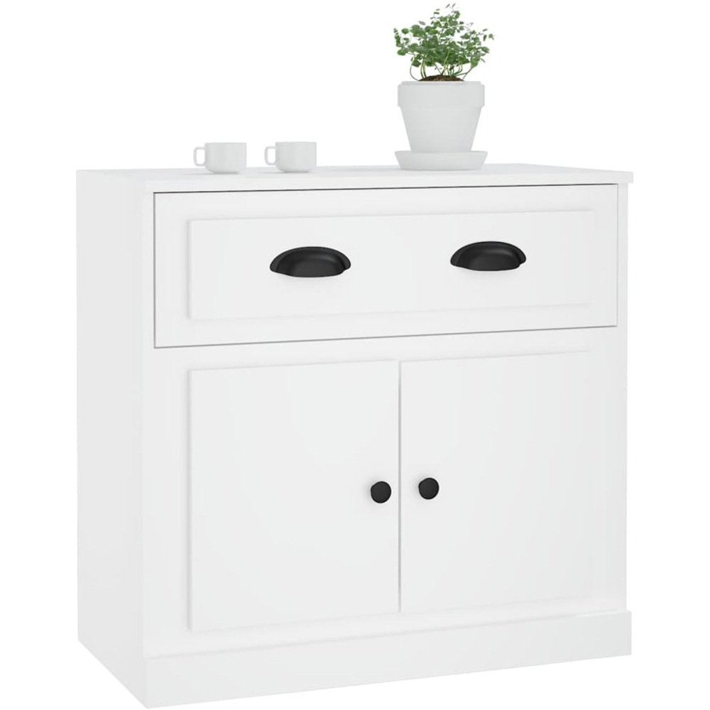 vidaXL 2 Door Single Drawer White Sideboard Image 4