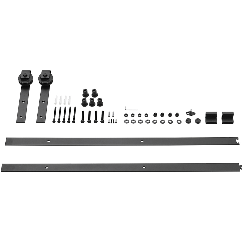 Living and Home Rustic J Shaped Barn Door Hardware Kit 1.83m Image 1