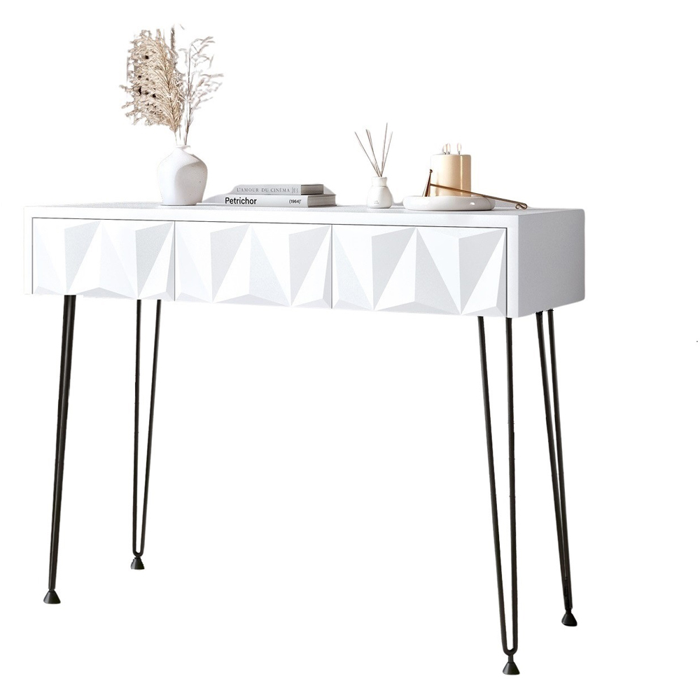 CARME Home Claudia White and Black Dressing Table Image 2