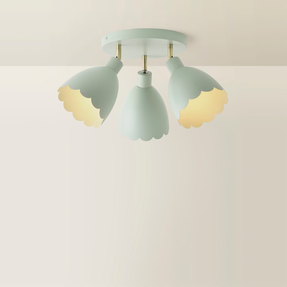 ValueLights Millie 3 Way Sage Green Scallop Shade Adjustable Round Spot Ceiling Light with Bulb Image 5