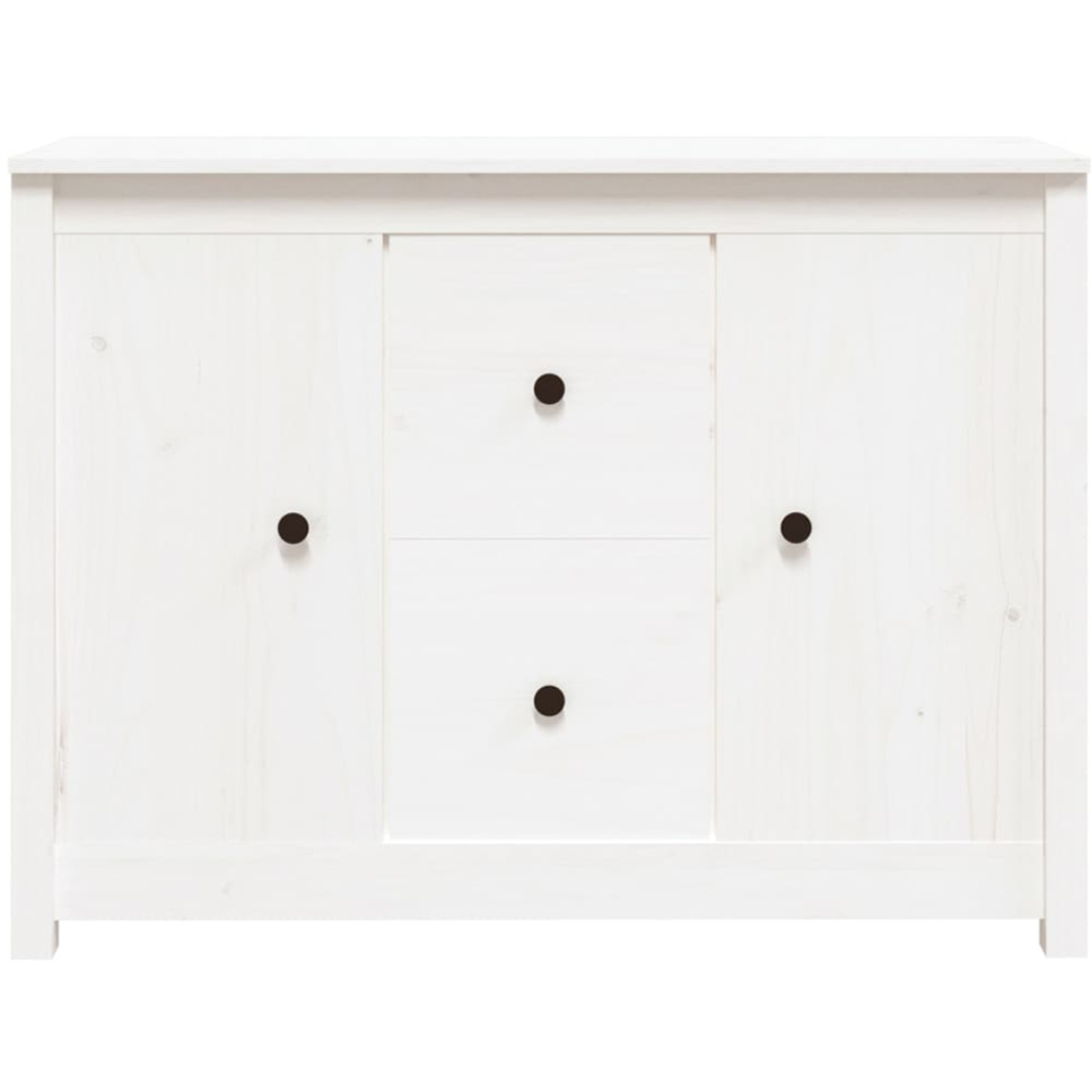 vidaXL 2 Door 2 Drawer White Solid Pine Wood Sideboard Image 3