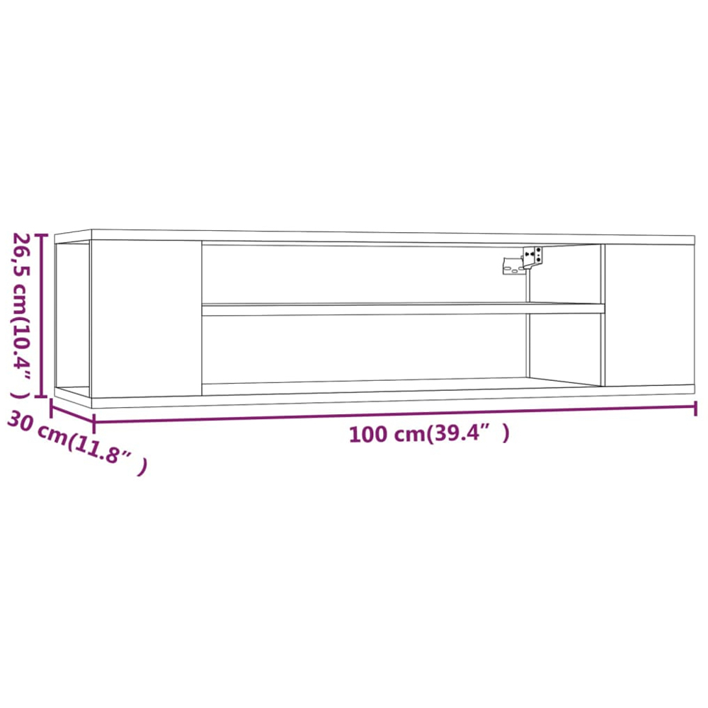 vidaXL 2 Shelf Grey Sonoma Wall Mounted TV Cabinet Image 8