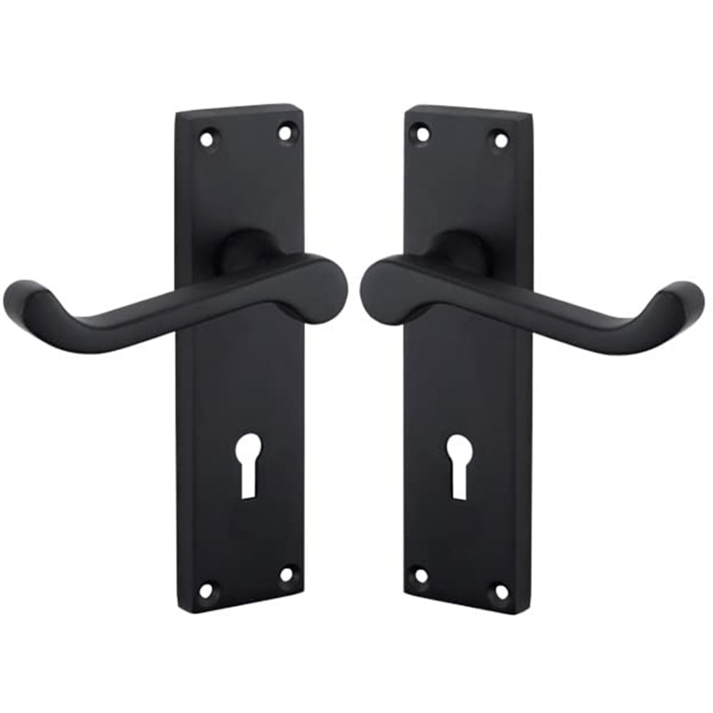 Golden Matt Black Grace Victorian Scroll Door Handle Set 150 x 40mm Image 2