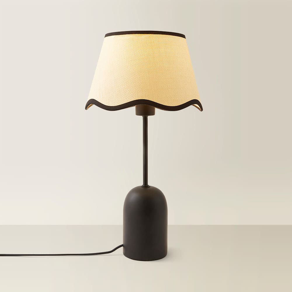 ValueLights Kaiden Black Scallop Trim Shade Dome Table Lamp Image 3