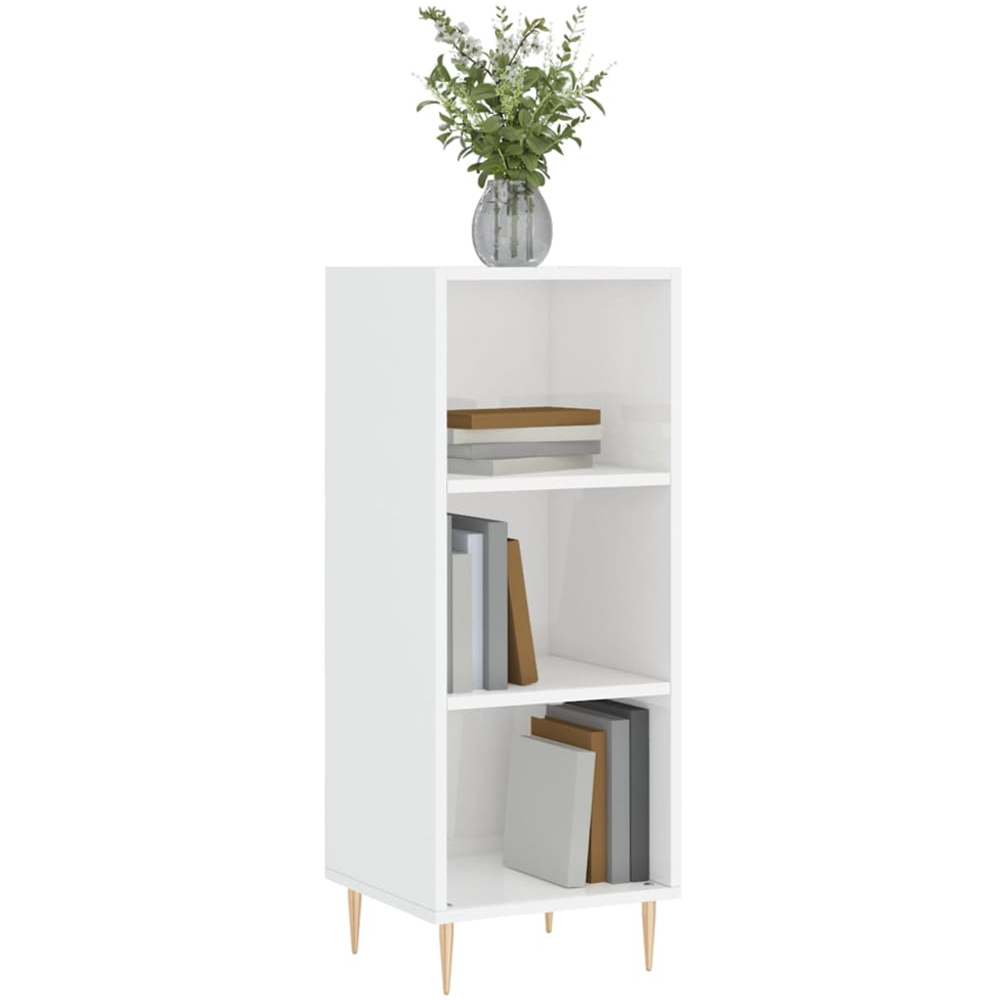 vidaXL 3 Shelf High Gloss White Sideboard Image 3