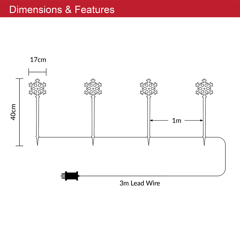 The Christmas Workshop 4 Pack 40 LED White Snowflake Garden Stake Light Image 8