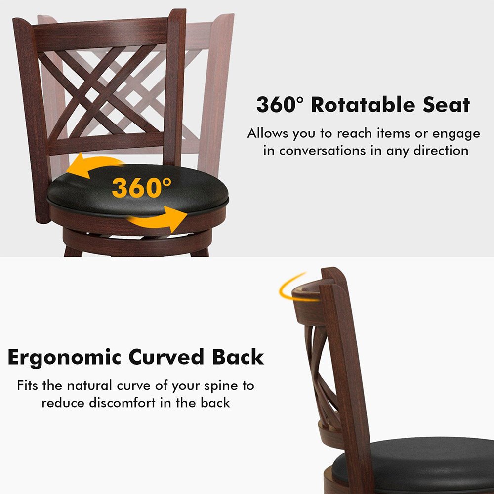 Costway Swivel Upholstered Counter Height Bar Stool Set of 2 Image 5