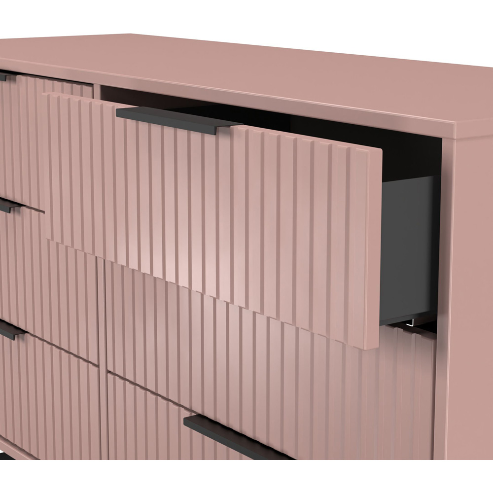 Crowndale Fluted 6 Drawer Kobe Pink Wide Chest of Drawers Ready Assembled Image 6